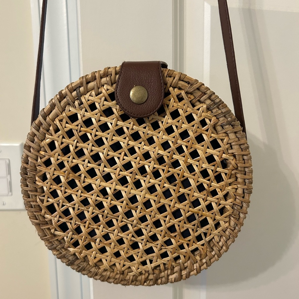 J. Crew Brown Crossbody Bag with Woven Design
